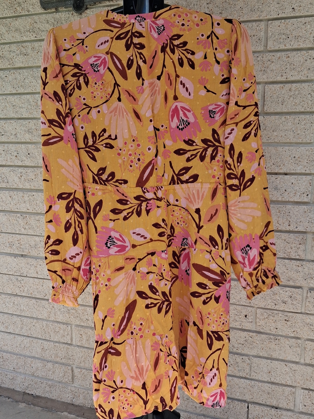 Daniel Rainn Floral Long-Sleeve Dress V-Neck Elastic Waist